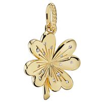 Золотой кулон с кристаллами Клевер Pandora Shine