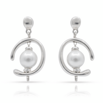 Серебряные серьги женские с жемчугом Сферический UNOde50 Inorbit