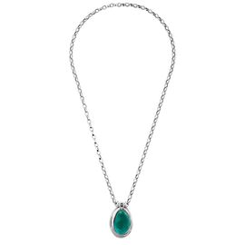 Серебряная цепочка женская с кулоном бирюзовая Ciclon Agata (90 см)