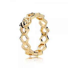 Золотое кольцо женское Пчела и соты Pandora, Размер (мм): 16,5