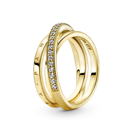 Золотое кольцо женское с камнями Pandora Shine, Размер (мм): 15,5