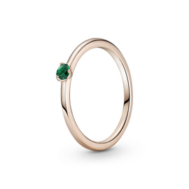 Золотое кольцо женское с камнем зеленое Pandora Rose