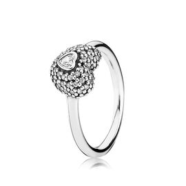 Серебряное кольцо женское с кристаллами Сердце Pandora, Размер (мм): 15,5