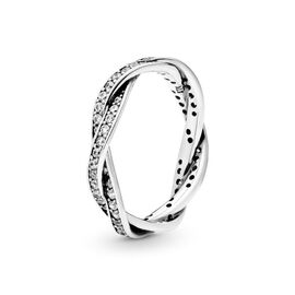 Серебряное кольцо с переплетенными линиями Pandora