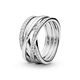 Серебряное кольцо женское с фианитами Pandora Moments