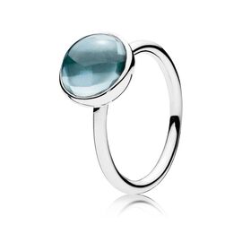Серебряное кольцо женское с кристаллом Цветная капля Pandora, Размер (мм): 18