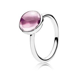 Серебряное кольцо женское с кристаллом Цветная капля Pandora, Размер (мм): 15,5