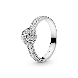 Серебряное кольцо женское с кристаллами Узы любви Pandora