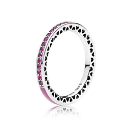 Серебряное кольцо с кристаллами Сияющие сердца Pandora, Размер (мм): 15