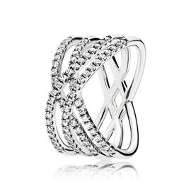 Серебряное кольцо женское с цирконием Космические линии Pandora Moments