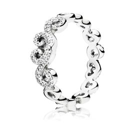 Серебряное кольцо с цирконием Ажурные сердца Pandora Moments, Размер (мм): 16,5