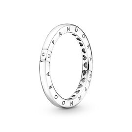 Серебряное кольцо женское с цирконием Логомания Pandora Moments