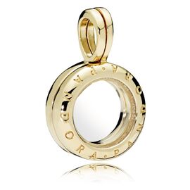 Золотая подвеска с сапфировым стеклом Pandora Shine