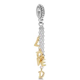 Серебряная  подвеска женская с золотыми буквами Loved Pandora