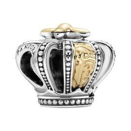 Серебряный шарм с золотом Королевская корона Pandora