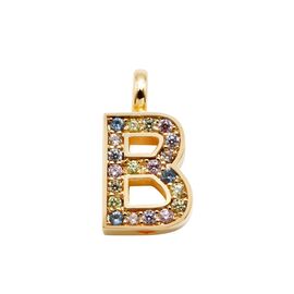 Золотое колье с подвеской из цветных кристаллов Pertegaz Iniciales буква B