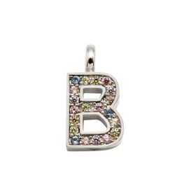 Серебряное колье с подвеской из цветных кристаллов Pertegaz Iniciales B