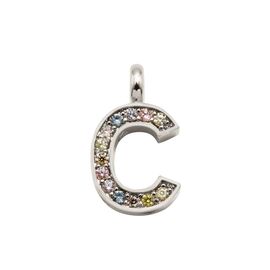 Серебряное колье с подвеской из цветных кристаллов Pertegaz Iniciales C