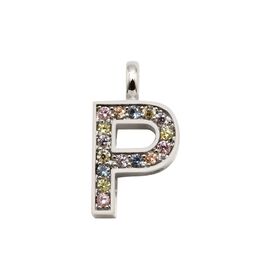 Серебряное колье с подвеской из цветных кристаллов Pertegaz Iniciales буква P