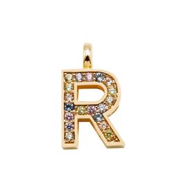 Золотое колье с подвеской из цветных кристаллов Pertegaz Iniciales R