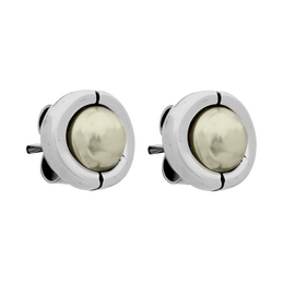 Серебряные серьги гвоздики с жемчугом Ciclon Cocco