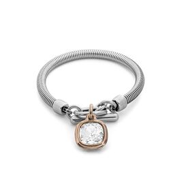 Серебряный браслет женский с кристаллом Сваровски прозрачный Ciclon Solitario Rose