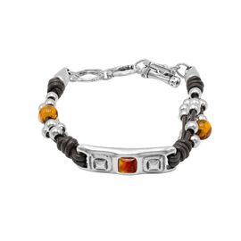 Кожаный браслет с серебром и муранским стеклом Ciclon Mini Stile