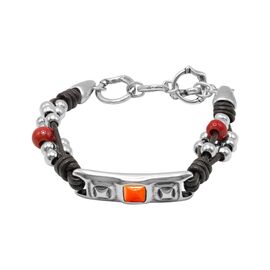 Кожаный браслет с серебром и муранским стеклом Ciclon Mini Stile