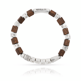 Серебряный браслет из бусин Деревянный UNOde50 Wooden, Размер (мм): 180