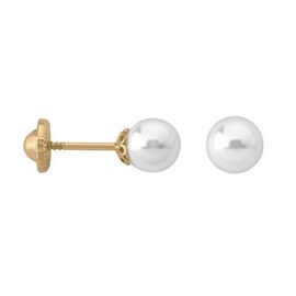 Золотые серьги с белым жемчугом Majorica Gold Sparkle