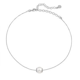 Серебряное колье с подвеской из органического жемчуга Majorica Basic