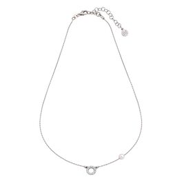 Серебряное колье с круглым жемчугом и фианитами Majorica Angel