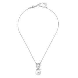 Серебряное колье с подвеской из круглого жемчуга и фианитами Majorica Exquisite