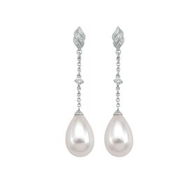 Серебряные серьги с жемчугом и кубиками циркония Majorica Exquisite