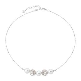 Серебряное колье с круглым жемчугом и цирконием Majorica Esfera