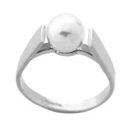 Серебряное кольцо женское с белым жемчугом Majorica Classic, Размер (мм): 16,5