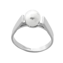 Серебряное кольцо женское с оргническим жемчугом Majorica Classic, Размер (мм): 18,1