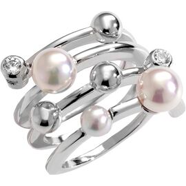 Серебряное кольцо женское с белым жемчугом Majorica Timeless, Размер (мм): 16,85