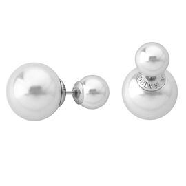 Серьги серебро из жемчуга двойные Majorica Fine Silver