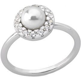 Серебряное кольцо женское с жемчугом и кубиками циркония Fine Silver Majorica, Размер (мм): 161