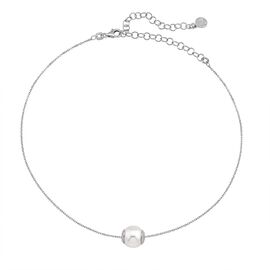 Серебряное колье с подвеской из белого жемчуга Majorica Classic
