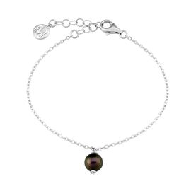 Серебряный браслет с темным жемчугом и бриллиантом Majorica Diamond