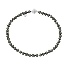 Серебряное колье из серого жемчуга  и фианитов Majorica Classic
