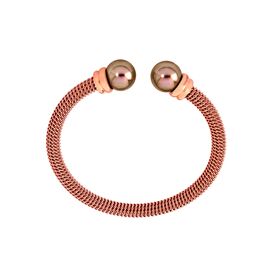 Жесткий браслет с жемчугом и золотом Majorica Modern Metals