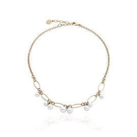Золотое колье с подвесками из жемчуга Majorica Modern Metals