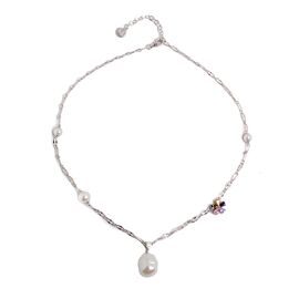 Серебряное колье с подвеской из барочного жемчуга и фианитов Majorica Colors