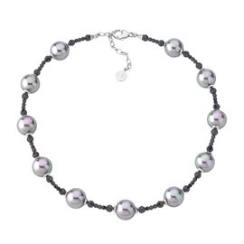 Серебряное колье из круглого жемчуга и гематита Majorica Black Label