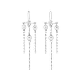 Серебряные серьги с жемчугом длинные Majorica Fine Silver