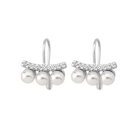 Серебряные серьги с жемчугом  фианитами Majorica Fine Silver