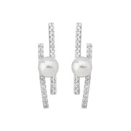 Серебряные серьги с жемчугом и фианитами Majorica Fine Silver